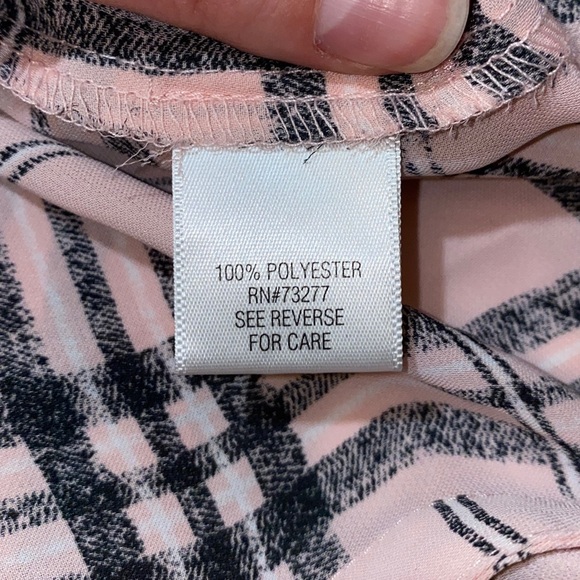 Candie’s | Pink Plaid Lightweight Sheer Flannel Button Ip Top Cutout Shoulders - Picture 8 of 13
